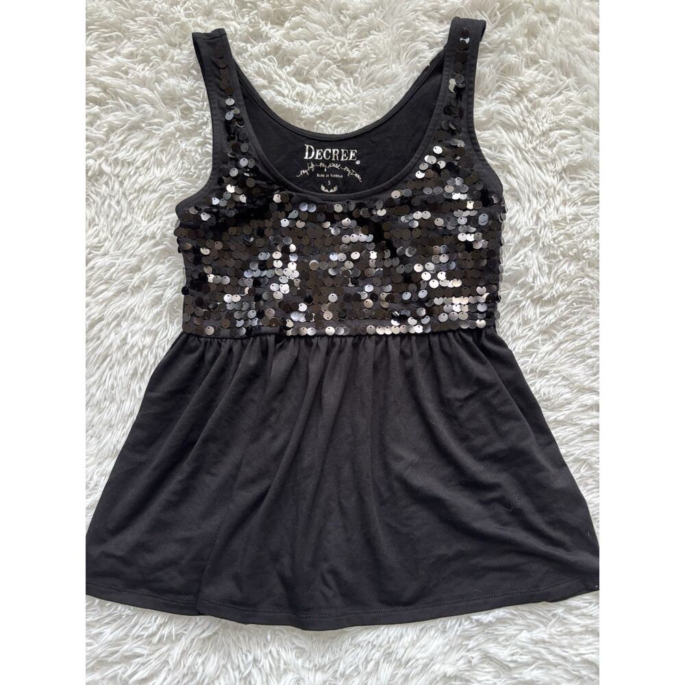 Decree Women’s Sz. S Black Sequin Tank Top. Pretty, Exc. Cond